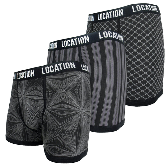 (2XL 38-40) Mens Location Boxers 3 Pack Cotton Trunks Boxer Short Adults Underwear CM10