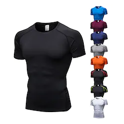 Men's Compression Shirt Short Sleeve Tee Tshirt Breathable Quick Dry Lightweight Fitness Gym Workout Running Sportswear Activewear Black Burgundy Dark Navy Lightinthebox