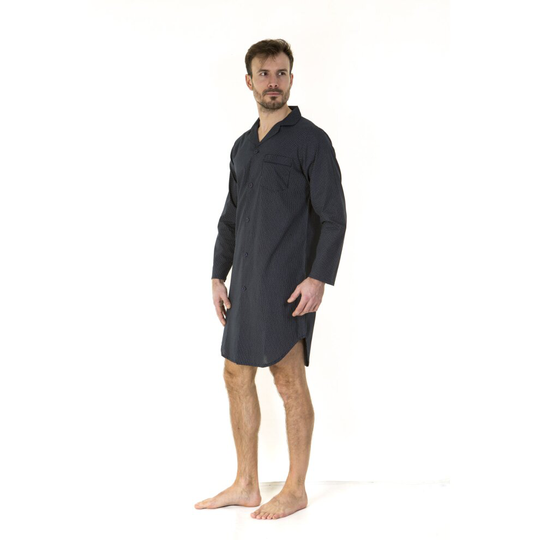 (M, Navy Dots Gift Boxed) Haigman Mens Printed 100% Cotton Nightshirt Sleepwear