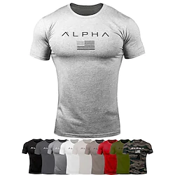 Men's Workout Shirt Running Shirt Short Sleeve Top Athletic Athleisure Cotton Breathable Quick Dry Soft Fitness Jogging Training Sportswear Activewear Dark Grey Black Army Green Lightinthebox