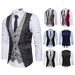 Gentleman Kingsman Vintage Masquerade Vest Waistcoat Outerwear Men's Slim Fit Costume Vintage Cosplay Event / Party Sleeveless Vest Halloween Lightinthebox