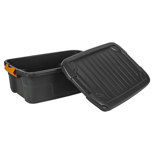 (12 Litre, 4) Heavy Duty Black Plastic Storage Box Under Bed