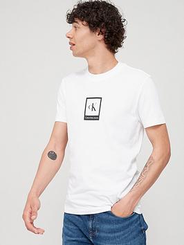 Calvin Klein Jeans Small Polaroid Centre Box T-Shirt - Bright White, Bright White, Size Xs, Men