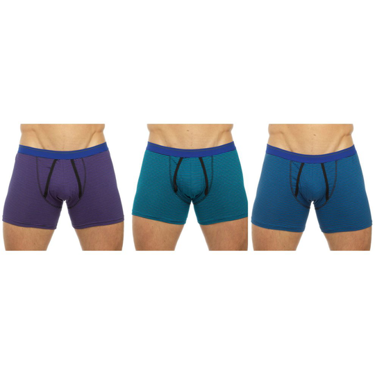 (S, Navy Stripe) Tom Franks Mens Cotton A Front Boxer Short Trunk (Pack of 3)