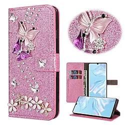 Phone Case For Samsung Galaxy Wallet Card A73 A53 A33 S22 Ultra Plus FE S21 A72 A52 A42 Note 20 Ultra Rhinestone Magnetic Glitter Shine Butterfly Glitter Shine PU Leather Lightinthebox