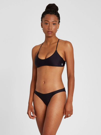 Women's Volcom Simply Solid Scoop Bikini Top - BLACK