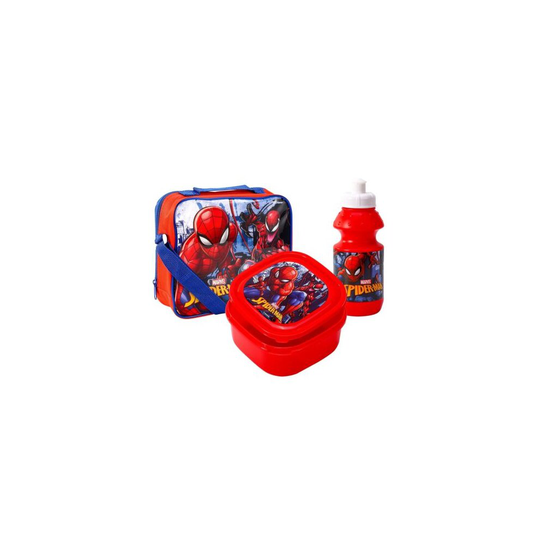 Marvel Spiderman Insulated 3 Piece Lunch Bag Set Boys Sandwich Box Sports Bottle