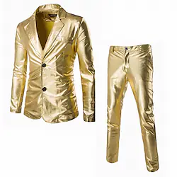 Disco 1980s Spring Fall Pants Suits Blazers Lapel Collar Blazer Men's Adults' Shiny Metallic Costume Vintage Cosplay Party Halloween Club Long Sleeve Turndown Tuxedo Christmas / Wash separately Lightinthebox