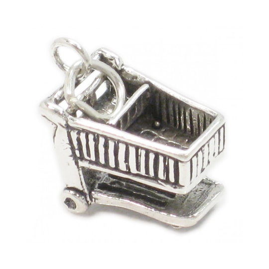 Shopping Trolley sterling silver charm .925 x 1 Shoppers Cart charms