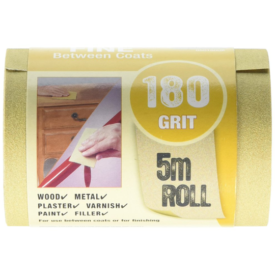 3M 050180UK 5 m P180"Between Coats" Fine Grit Sandblaster Sandpaper Abrasive Roll - Gold