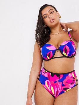 Figleaves Curve Underwired Bandeau Bikini Top, Floral, Size 36D, Women