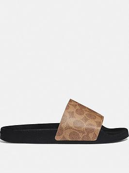 Coach Udele Coated Canvas Sliders - Tan