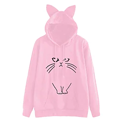Inspired by Animal Cat Hoodie cat ears Anime Cat Ear Crop Top For Men's Women's Unisex Adults' Hot Stamping 100% Polyester Lightinthebox