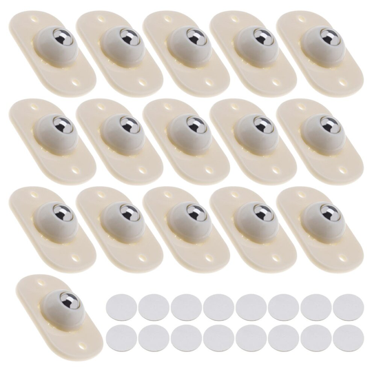 16x Small Castors Stick On Universal Wheels Storage Box Trash Can Pulley Beige