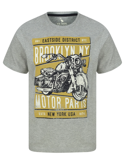 T-Shirts Eastside Motif Cotton Jersey T-Shirt in Light Grey Marl - South Shore / S - Tokyo Laundry
