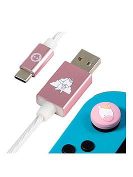 Numskull Unicorn Usb C Led Charge Cable & Thumb Grips