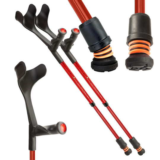 (Pair, Blue) Flexyfoot Shock Absorbing Comfort Grip Adjustable Crutches, Choice of Colours Available, Improve Safety, Improve Grip, Reduce Shocks & Ja