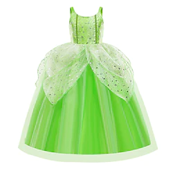 Tinker Bell Fairytale Princess Tiana Flower Girl Dress Theme Party Costume Tulle Dresses Girls' Movie Cosplay Cosplay Halloween Green Dress Halloween Carnival Masquerade Organza Lightinthebox