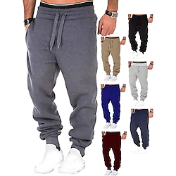 Men's Joggers Sweatpants Pocket Drawstring Bottoms Outdoor Athleisure Winter Spandex Breathable Moisture Wicking Soft Running Walking Jogging Sportswear Activewear Solid Colored Dark Grey Burgundy Lightinthebox