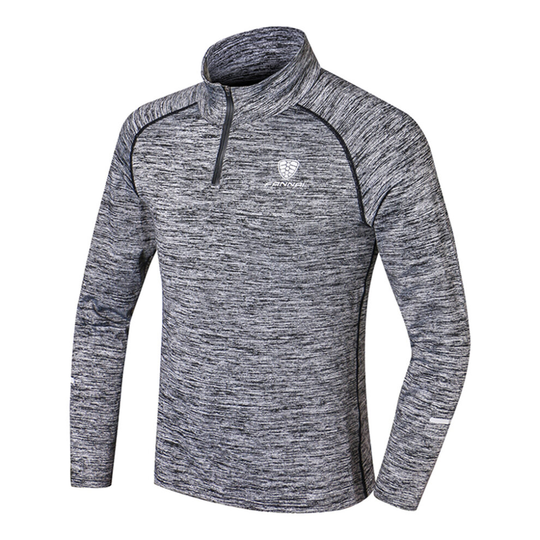 (Grey, L) Men Quick Dry Gym Fitness Long Sleeve T-shirts