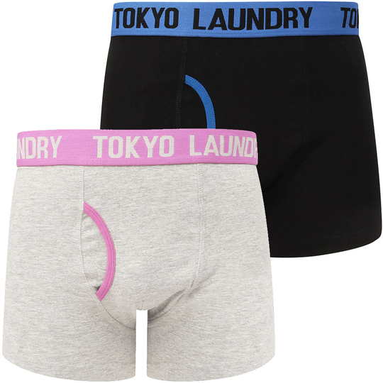 Mens Underwear Nevern 2 (2 Pack) Boxer Shorts Set in Olympian Blue / Radiant Orchid - Tokyo Laundry / S - Tokyo Laundry