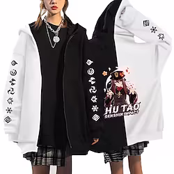 Inspired by Genshin Impact Hutao Hoodie Cartoon Manga Anime Classic Street Style Outerwear For Men's Women's Unisex Adults' Hot Stamping 100% Polyester Lightinthebox