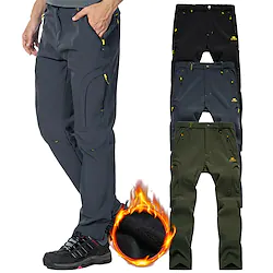 Men's Fleece Lined Pants Waterproof Hiking Pants Trousers Softshell Pants 5 Zipper Pockets Winter Outdoor Thermal Warm Windproof Insulated Lightweight Elastic Waist Bottoms Dark Grey Army Green Black Lightinthebox