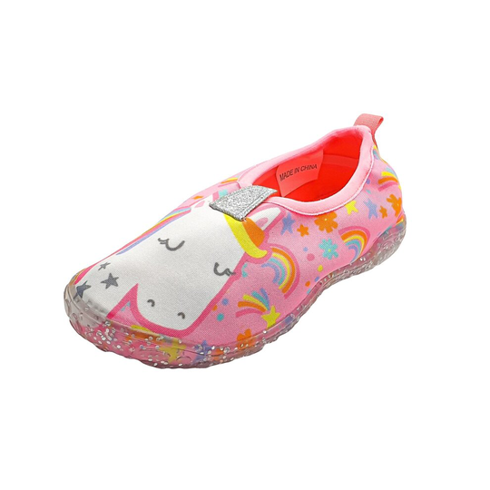 (7 UK Child) Unicorn Rainbow Girls Beach Aqua Sock - Water Shoes