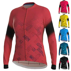 21Grams Women's Cycling Jersey Long Sleeve Bike Jersey Top with 3 Rear Pockets Mountain Bike MTB Road Bike Cycling Breathable Quick Dry Moisture Wicking Reflective Strips Viva Magenta Black Yellow Lightinthebox