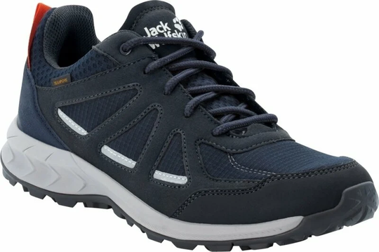 Jack Wolfskin Mens Outdoor Shoes Woodland 2 Texapore Low Dark Blue/Red 42,5
