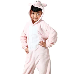Kid's Kigurumi Pajamas Piggy / Pig Animal Onesie Pajamas Flannel Toison Cosplay For Boys and Girls Christmas Animal Sleepwear Cartoon Festival / Holiday Costumes / Leotard / Onesie / Leotard / Onesie Lightinthebox