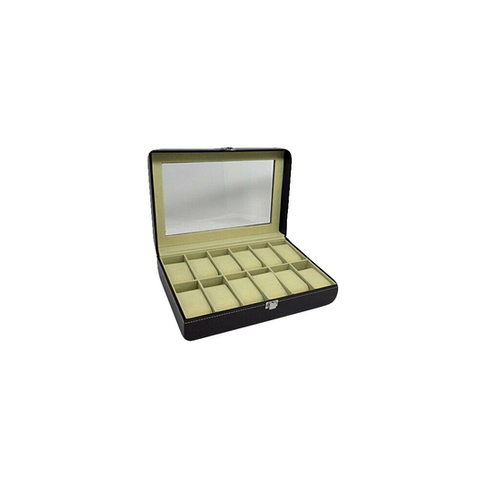 (12 watch box) Watch Bracelet Jewellery Box Display Case Faux Leather