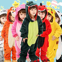 Kid's Adults' Kigurumi Pajamas Tiger Animal Onesie Pajamas Flannel Toison Cosplay For Boys and Girls Christmas Animal Sleepwear Cartoon Festival / Holiday Costumes / Leotard / Onesie Lightinthebox