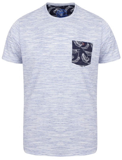 T-Shirts Outer Space Dye T-Shirt with Palm Printed Chest Pocket In Sky Blue - South Shore / S - Tokyo Laundry