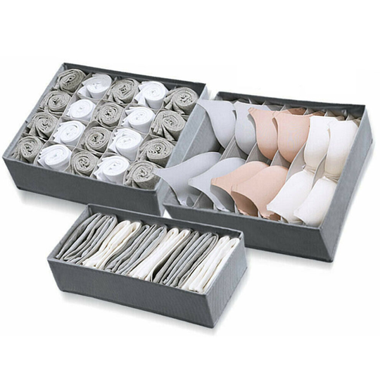 3pcs Foldable Underwear Bra Fabric Socks Box Storage Organizer Drawer Dividers