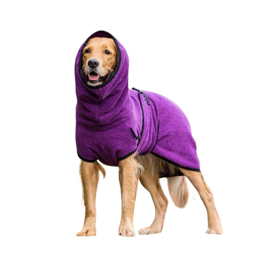 (Purple, S) Pet Dog Towelling Quick Drying Robe Coat Jacket Puppy Apparel Clothes Sleepwear