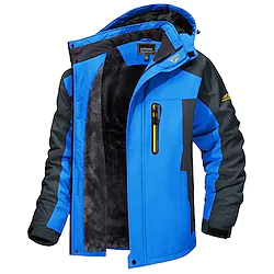 Men's Hoodie Jacket Ski Jacket Hiking Fleece Jacket Winter Outdoor Thermal Warm Waterproof Windproof Fleece Lining Outerwear Windbreaker Trench Coat Skiing Ski / Snowboard Fishing Black men Red men Lightinthebox
