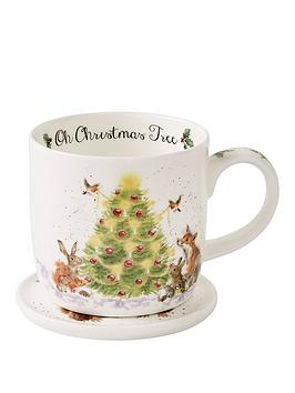 Royal Worcester Wrendale Oh Christmas Tree Mug And Coaster Set