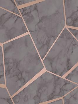 Fine Décor Fine Decor Marblesque Fractal Charcoal Metallic Wallpaper