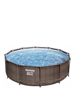 Bestway 12Ft Steel Pro Max Rattan Deluxe Pool Set