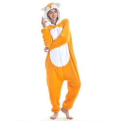 Adults' Kigurumi Pajamas Fox Color Block Onesie Pajamas Flannel Fabric Cosplay For Men and Women Halloween Animal Sleepwear Cartoon Festival / Holiday Costumes Lightinthebox