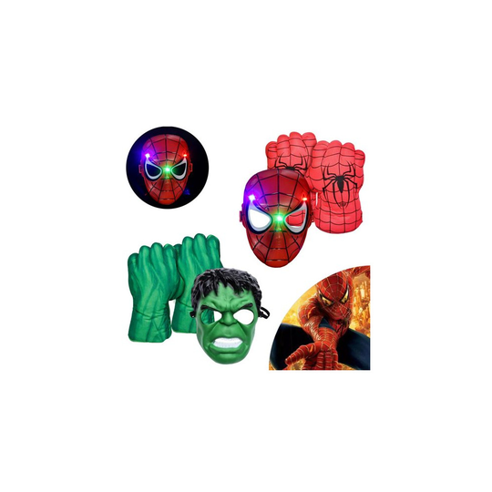 (Gloves-Ironman) Kids Hulk Gloves Smash Hands Mask Spider Man Punching Boxing Fists Toys