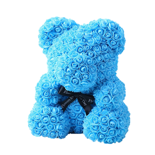 (Light Blue - With Box 40CM ) ROSE TEDDY BEAR 25CM & 40CM FOAM VALENTINES DAY
