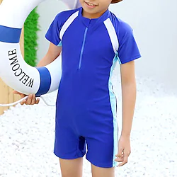 Kids Boys One Piece Swimwear Swimming Color Block Active Patchwork Bathing Suits 3-10 Years Summer Blue Lightinthebox