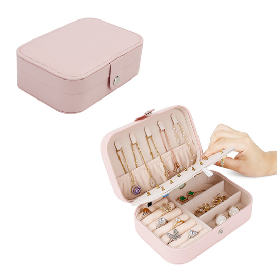 (Pink) Large Jewellery Boxes Leather Storage Case Drawer Cabinet Necklace Organizer UK
