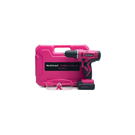 Nordstrand Pink Cordless Drill Set - Electric Screwdriver Power Driver Kit for Women - 12V Rechargeable Li-Ion Battery - Starter Tool Box for Lad