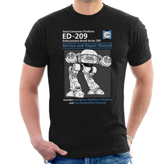(XX-Large, Black) RoboCop ED209 Service And Repair Manual Men's T-Shirt
