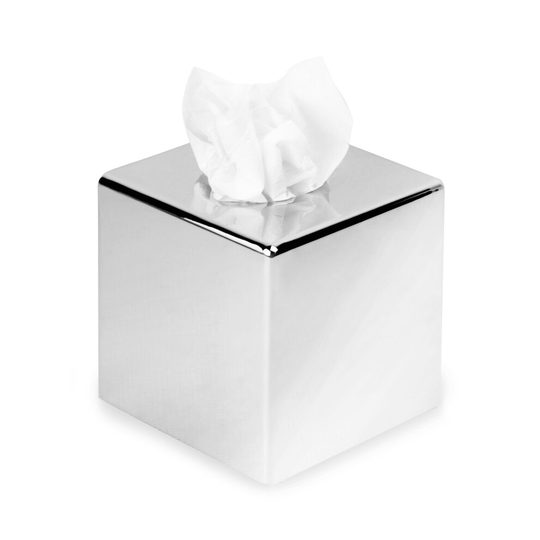 Mirrored Tissue Box Cover Chrome Napkin Organiser Silver Style M&W