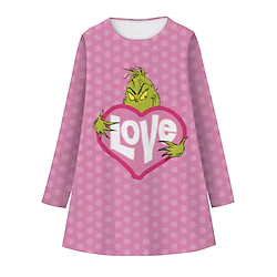 Santa Claus Grinch Dress Fancy Christmas Dress Girls' Christmas Christmas Carnival Masquerade Christmas Eve Kid's Party Christmas Polyester Dress Lightinthebox