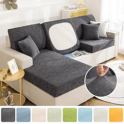 New Arrival Keep Warmth Velvet Stretch Sofa Seat Cushion Cover Jacquard Slipcover Elastic Couch Armchair Loveseat 4 or 3 Seater Plain Solid Soft Durable Washable Lightinthebox
